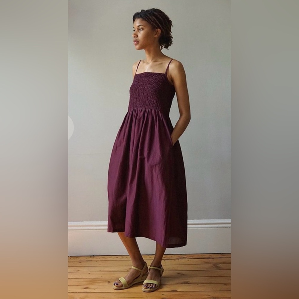 M Patmos Maroon Midi Dress with Spaghetti Straps